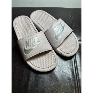 Nike BENASSI JDI 343881-614 Rose-Silver Slides Size 7 Women’s Sandals